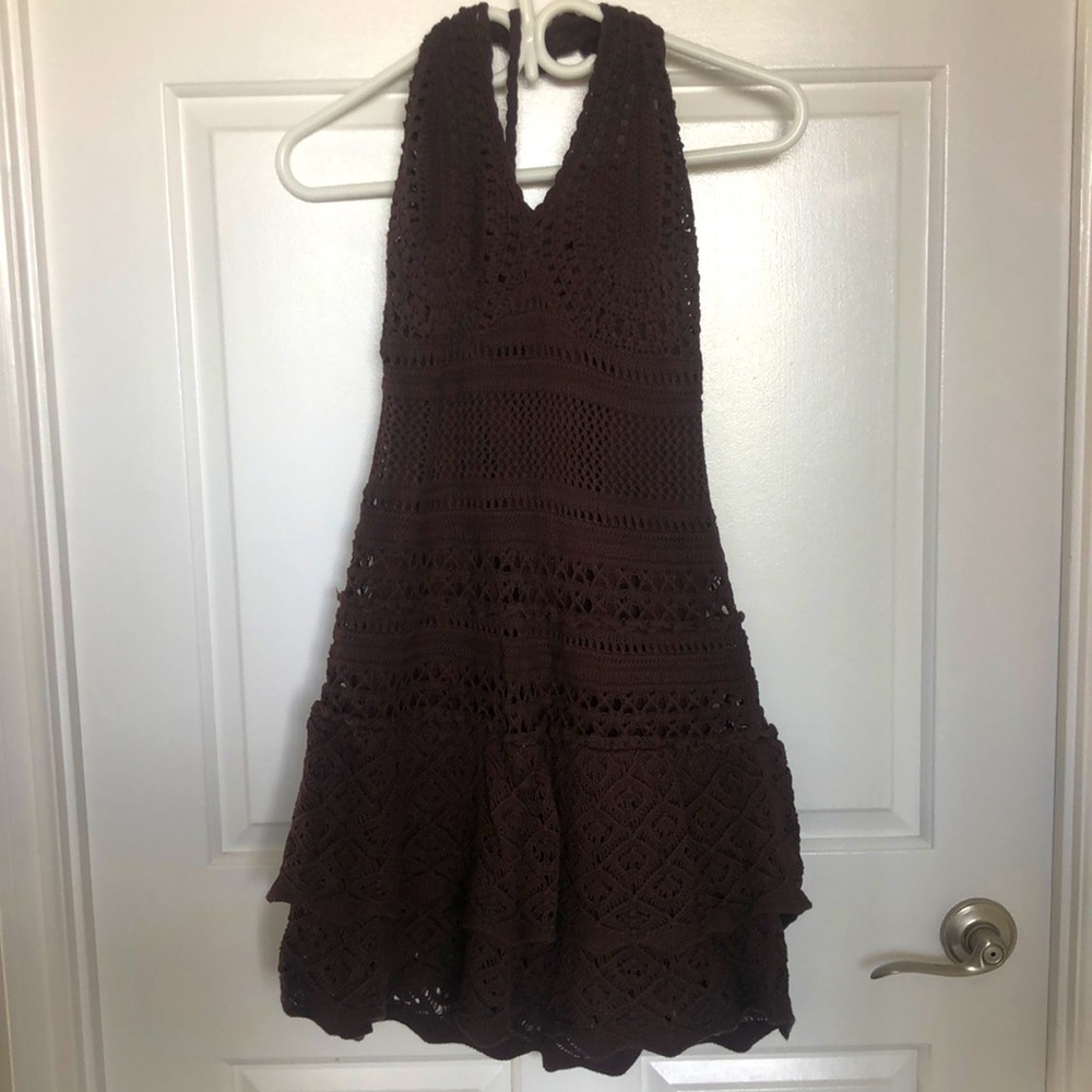 Halter crochet short dress